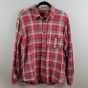 Filson red/khaki/gray plaid long sleeve shirt